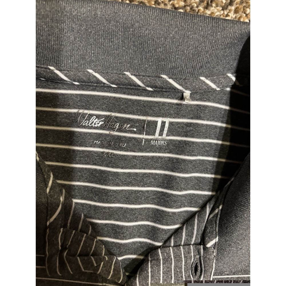 Walter Hagen 11 Golf Polo Shirt Mens XXL  White Gray Stripes Short Sleeve E8‎ - Picture 2 of 5